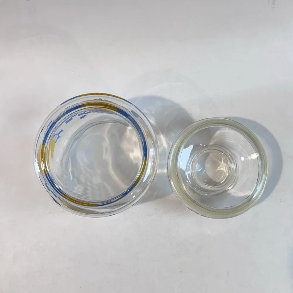 Clear Glass Canister Jar w Airtight Lid Floral & Check Pattern Farmhouse Cottage